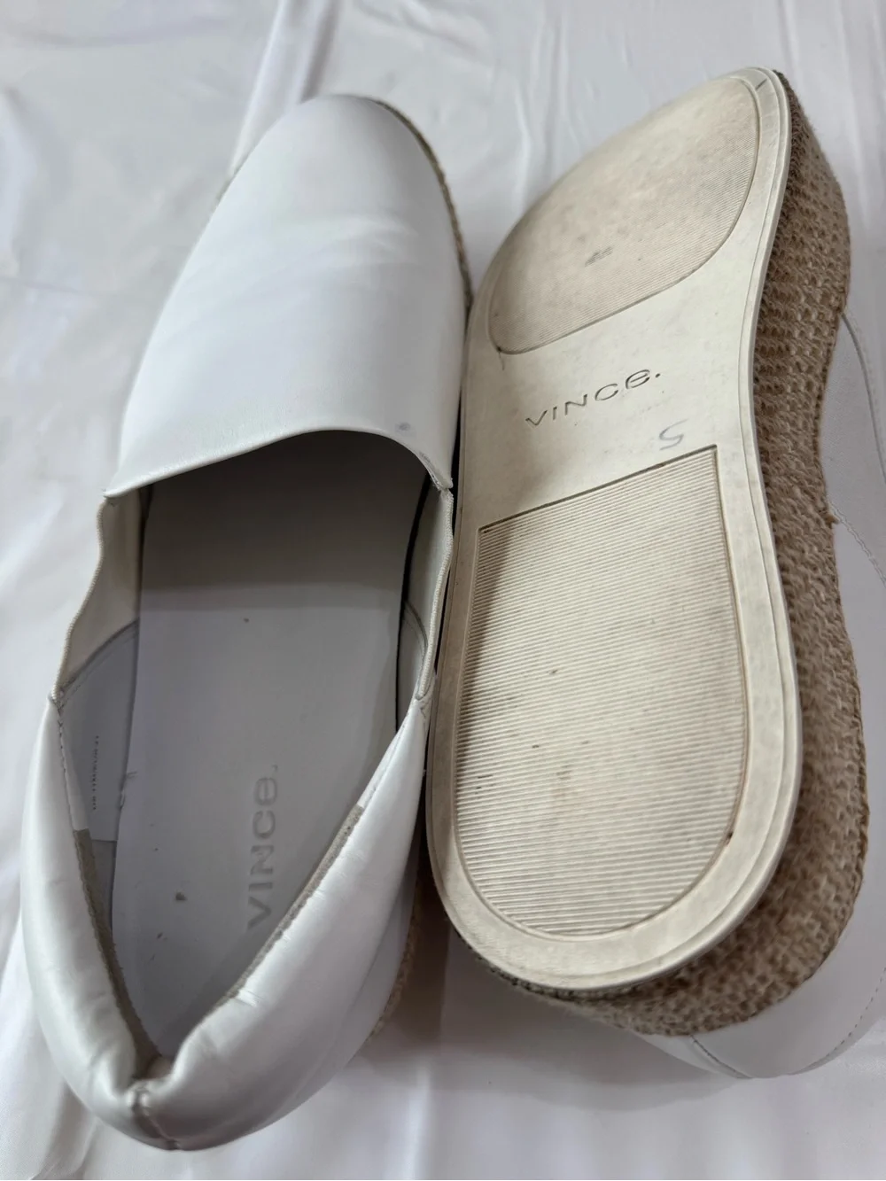 Vince White Leather Slip-On Espadrilles excellent condition size 11